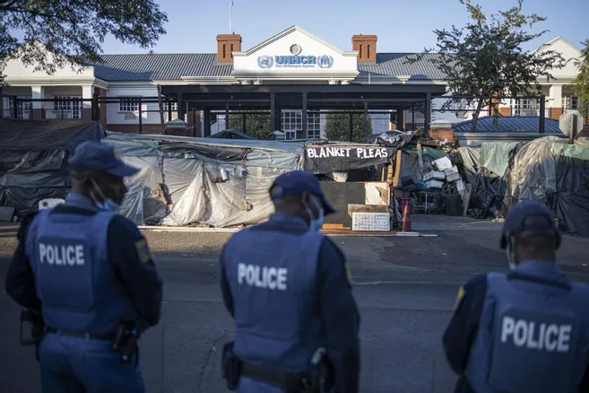 Afrique Du Sud Personnes Tu Es Par La Police Dans Une Fusillade