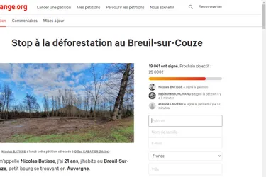 Comment une pétition contre "la déforestation" au Breuil-sur-Couze a gagné 18.000 signatures en quelques heures
