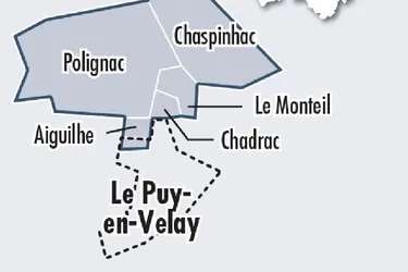 Le Puy 2 : Une fraction du Puy-en-Velay avec Aiguilhe, Chadrac, Chaspinhac, Le Monteil et Polignac