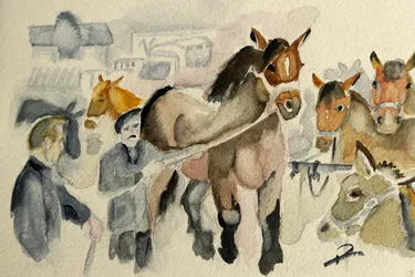 La foire aux chevaux à l’aquarelle