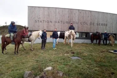 Des cavaliers sur la route du GR4® (Cantal) pour manifester contre le projet de déviation de l'itinéraire