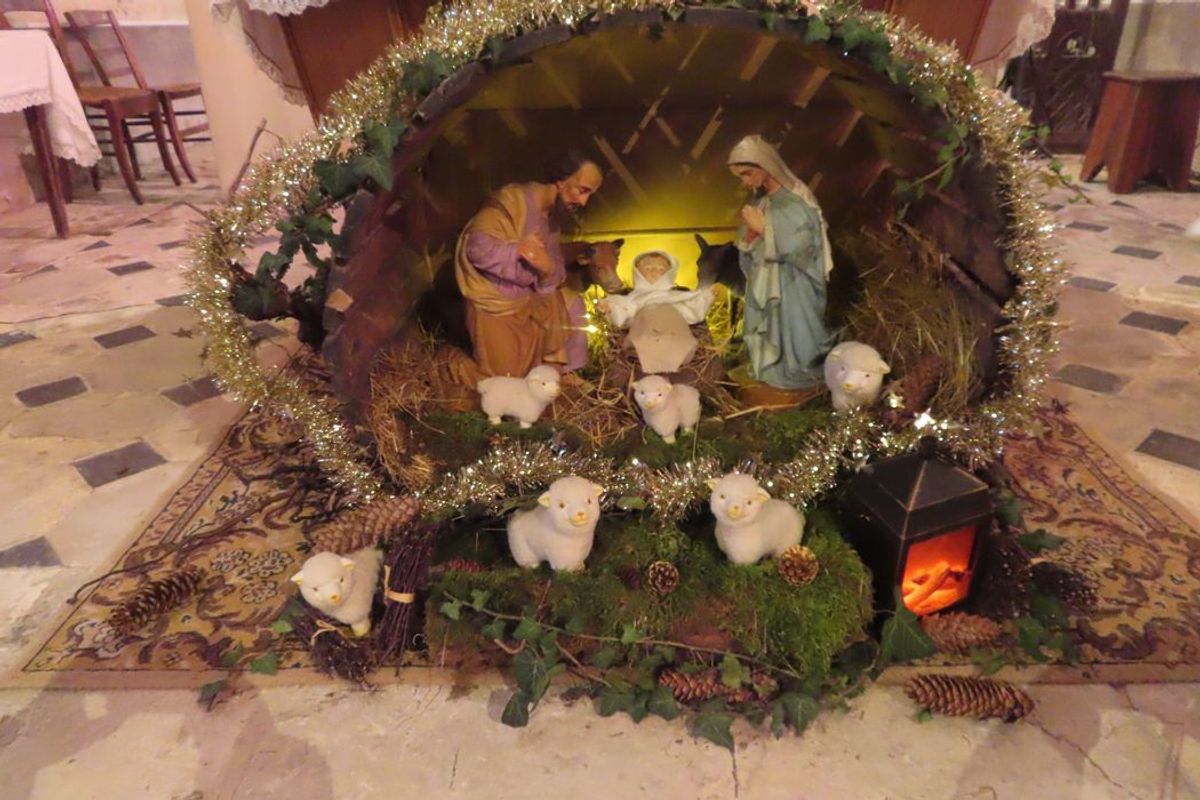 Crèche De Noël En Verre De Mer Et Bois - Figurines Sainte Famille, Boîte En Fer, Décoration Religieuse Maison