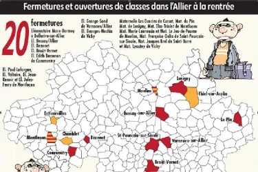La carte scolaire de l'Allier prévoit 20 fermetures de classes et 6 ouvertures