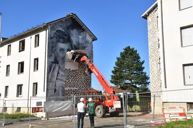 La fresque de la mamie de Marmiesse, figure du quartier de Marmiers à Aurillac (Cantal), est tombée ce matin