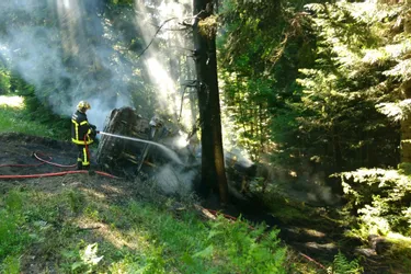 Un camion-toupie de Haute-Loire se renverse et prend feu dans un sous-bois du Livradois-Forez (Puy-de-Dôme)