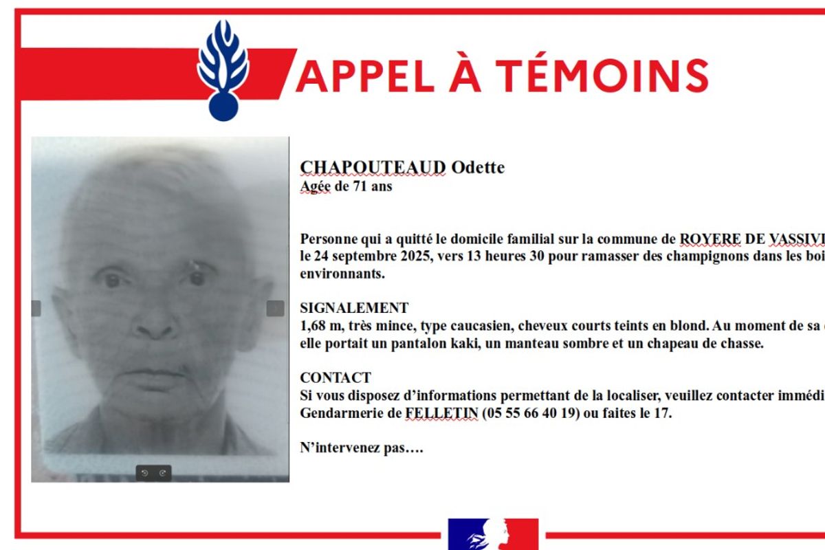 La gendarmerie lance un appel à témoins pour la disparition de la ...