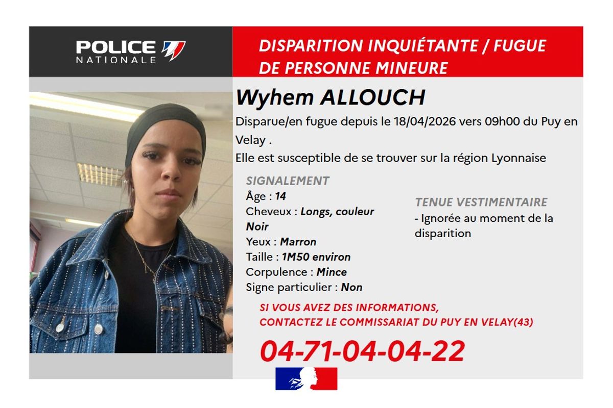Haute-Loire : la police lance un appel à témoins pour retrouver une ...
