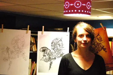 La graphiste et illustratrice présente ses estampes au café-librairie Grenouille tout le mois