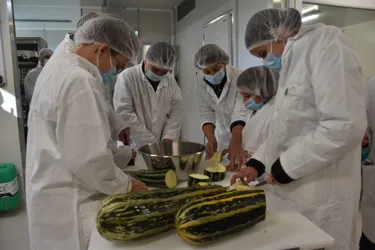 Les élèves de l’IME de Volzac transforment leurs légumes en soupe au lycée agricole Louis-Mallet (Cantal)