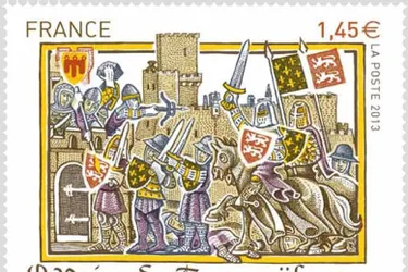 Le timbre "Prise de Tournoël 1212" vendu en avant-première, vendredi, au château