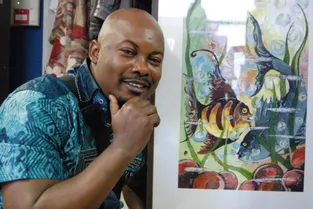 L’artiste, ancien demandeur d’asile, expose ses peintures chez Grenouille