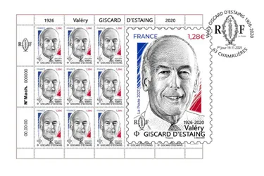Le timbre commémoratif de Valéry Giscard d'Estaing en avant-première à Chamalières (Puy-de-Dôme)