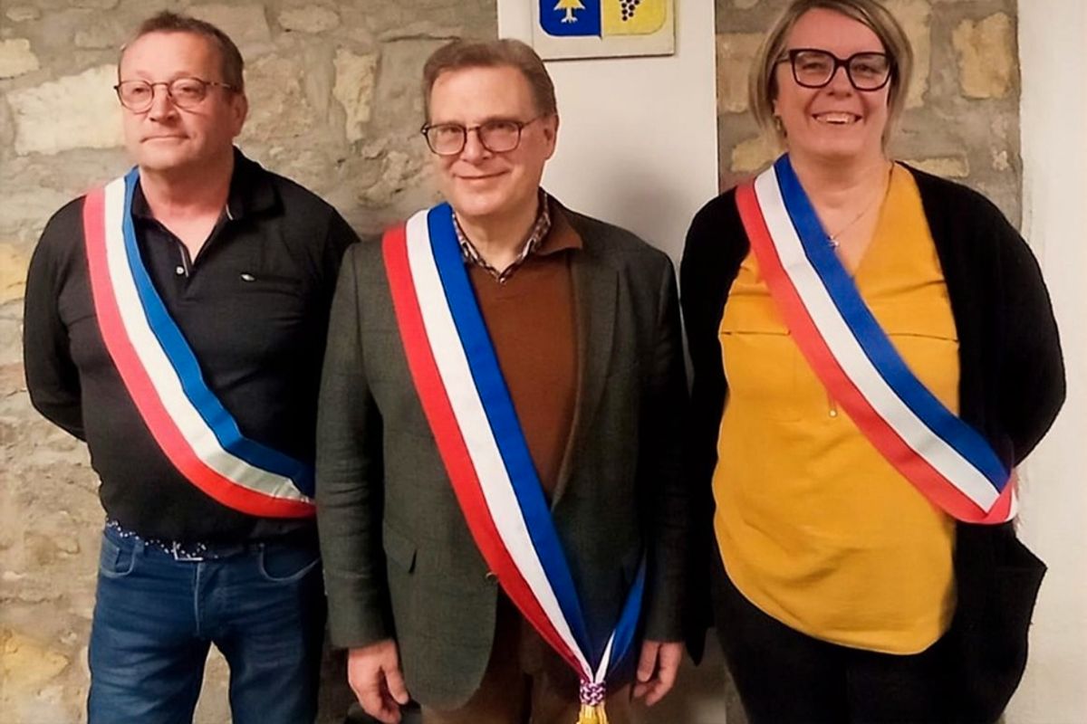 Pascal Cros Philippe Valleix élu maire de Prompsat avec Pascal Vazeille et Laurette ...
